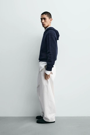 Свитер из хлопка и шерсти с капюшоном- Заказать в России