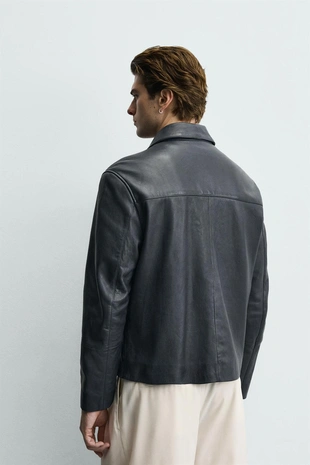 Куртка свободного кроя из кожи- Заказать в России