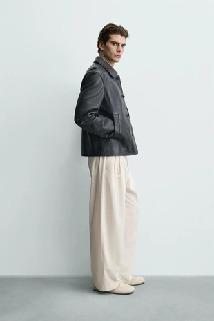 Куртка свободного кроя из кожи- Заказать в России