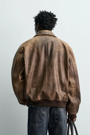 Кожаная куртка в винтажном стиле- Заказать в России