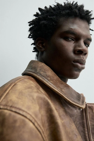 Кожаная куртка в винтажном стиле- Заказать в России