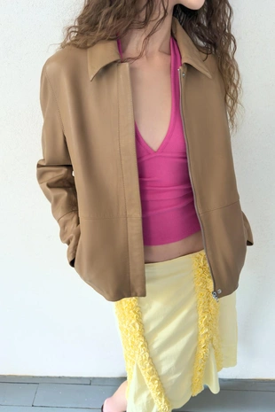 Блейзер облегающего кроя из 100% кожи- Заказать в России