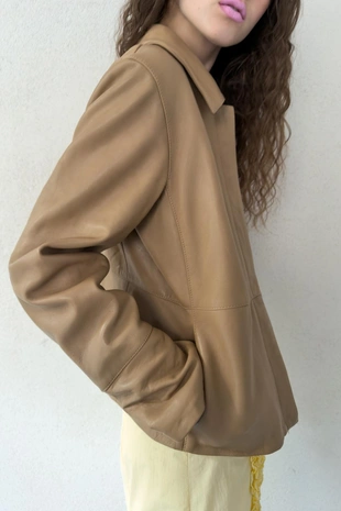 Блейзер облегающего кроя из 100% кожи- Заказать в России