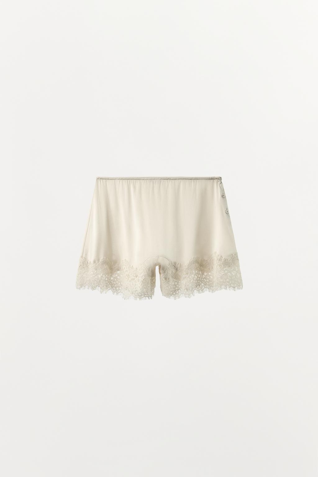 ШОРТЫ ИЗ СМЕСОВОГО ШЕЛКА С КРУЖЕВОМ