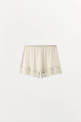 Шорты из смесового шелка с кружевом- Заказать в России