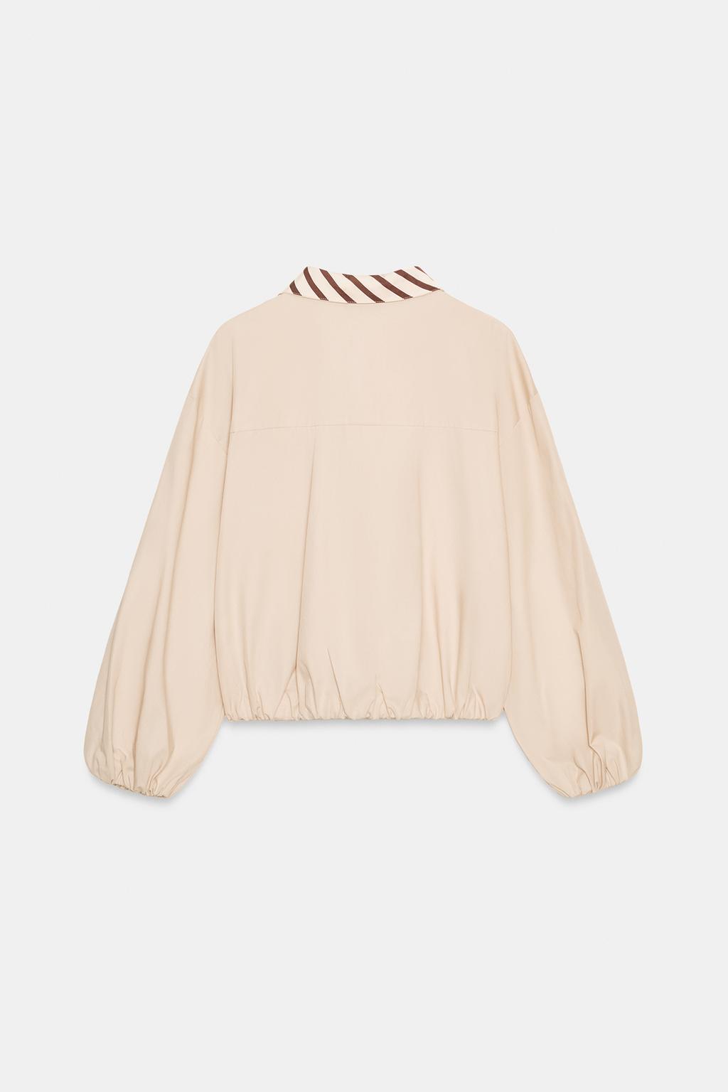 РУБАШКА ИЗ ПОПЛИНА С КОНТРАСТНЫМ ВОРОТНИКОМ