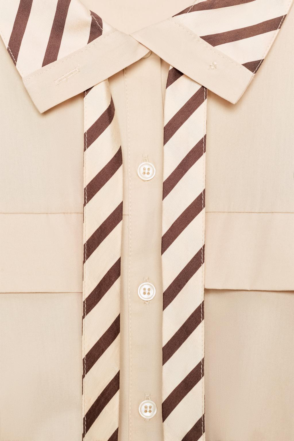 РУБАШКА ИЗ ПОПЛИНА С КОНТРАСТНЫМ ВОРОТНИКОМ