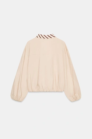 Рубашка из поплина с контрастным воротником- Заказать в России