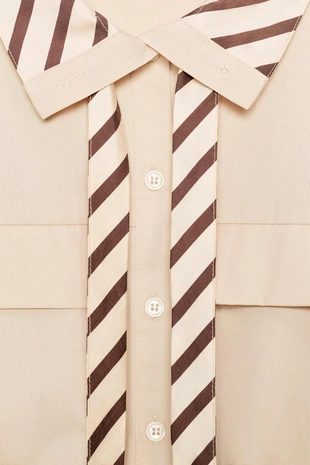 Рубашка из поплина с контрастным воротником- Заказать в России