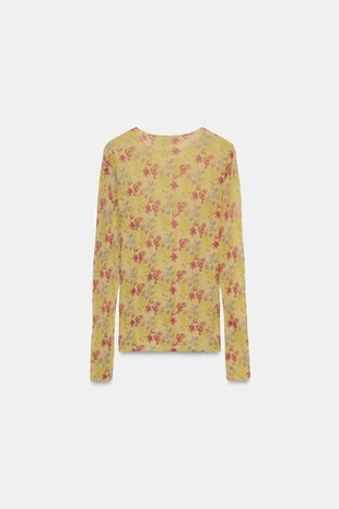 Топ из трикотажа с цветочным принтом- Заказать в России