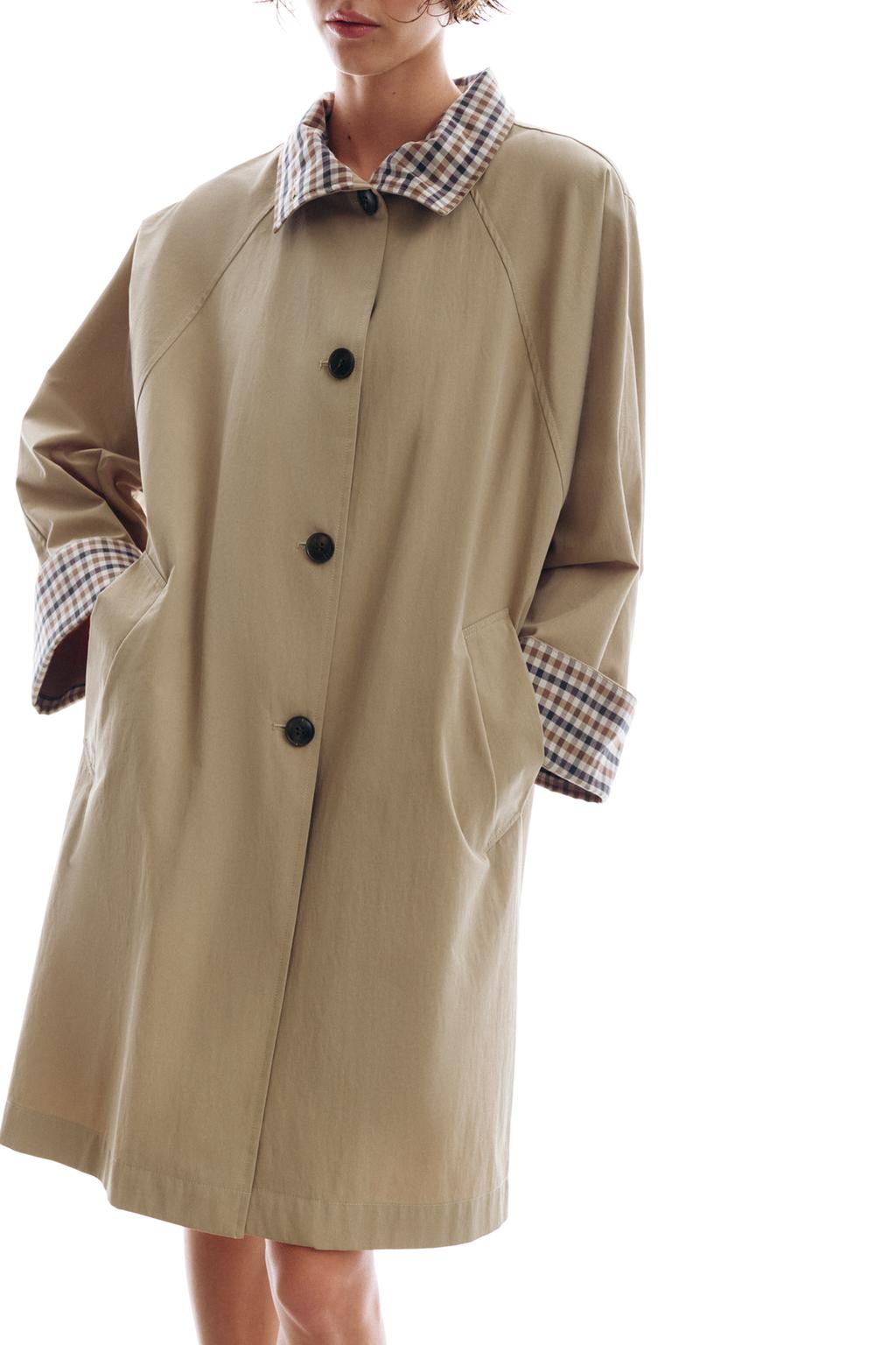 Тренч оверсайз с манжетами в клетку