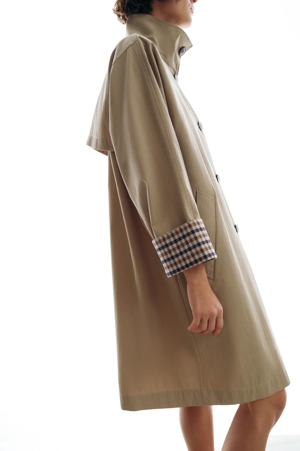 Тренч оверсайз с манжетами в клетку