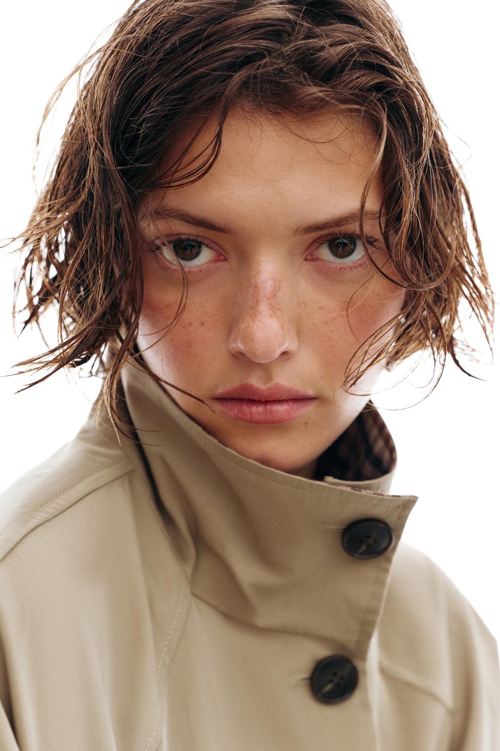 Тренч оверсайз с манжетами в клетку