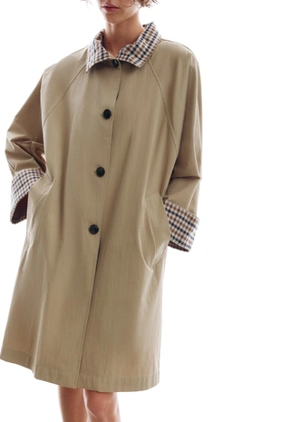 Тренч оверсайз с манжетами в клетку- Заказать в России