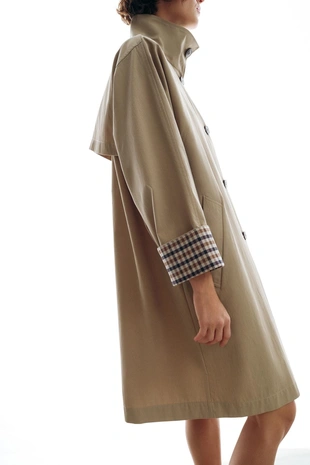 Тренч оверсайз с манжетами в клетку- Заказать в России