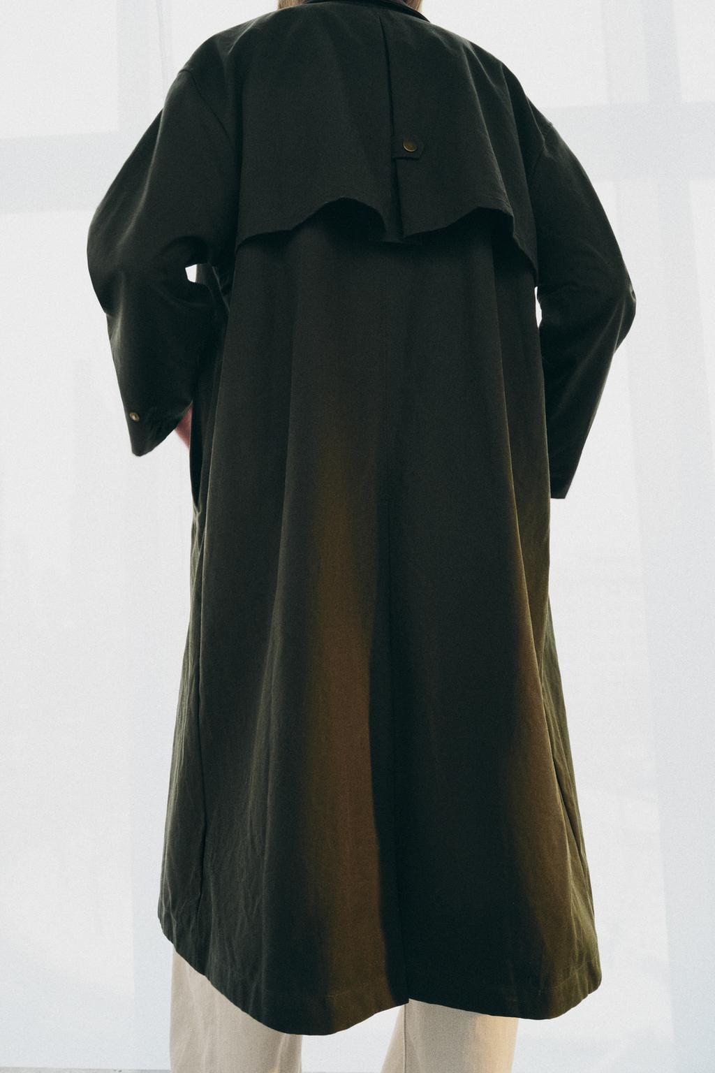 ТРЕНЧ ИЗ КОЛЛЕКЦИИ ZW С КОНТРАСТНЫМ ВОРОТНИКОМ ИЗ ИСКУССТВЕННОЙ КОЖИ