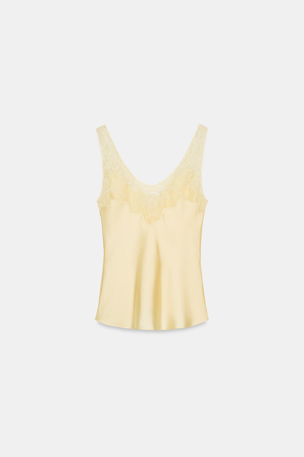 АТЛАСНЫЙ ТОП С КРУЖЕВОМ — ZW COLLECTION