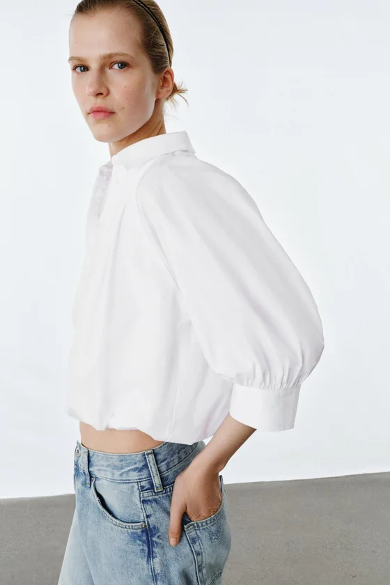 РУБАШКА С ОБЪЕМНЫМИ РУКАВАМИ коллекция Zara «ZW»