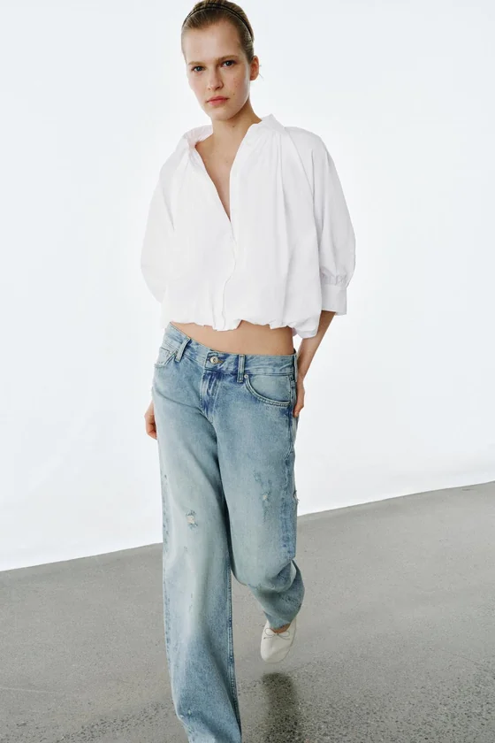 РУБАШКА С ОБЪЕМНЫМИ РУКАВАМИ коллекция Zara «ZW»