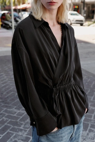 Рубашка струящегося кроя в стиле сафари- Заказать в России