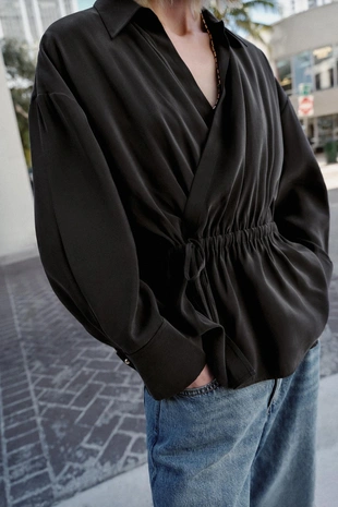 Рубашка струящегося кроя в стиле сафари- Заказать в России