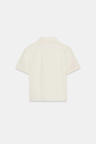 Рубашка из поплина с воланами и заклепками- Заказать в России