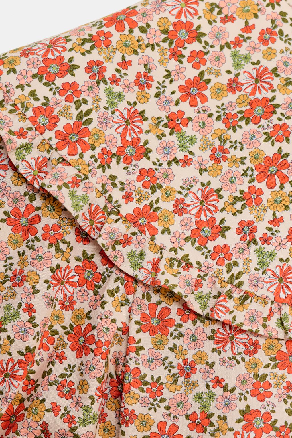 РУБАШКА С ЦВЕТОЧНЫМ ПРИНТОМ И КРУГЛЫМ ВОРОТНИКОМ