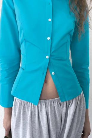 Приталенная рубашка из тафты- Заказать в России