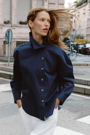 Рубашка с высоким воротником- Заказать в России