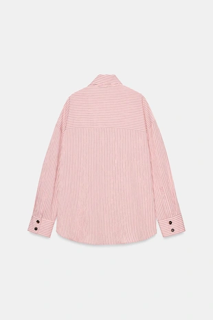 Рубашка в полоску с воротником-стойкой- Заказать в России