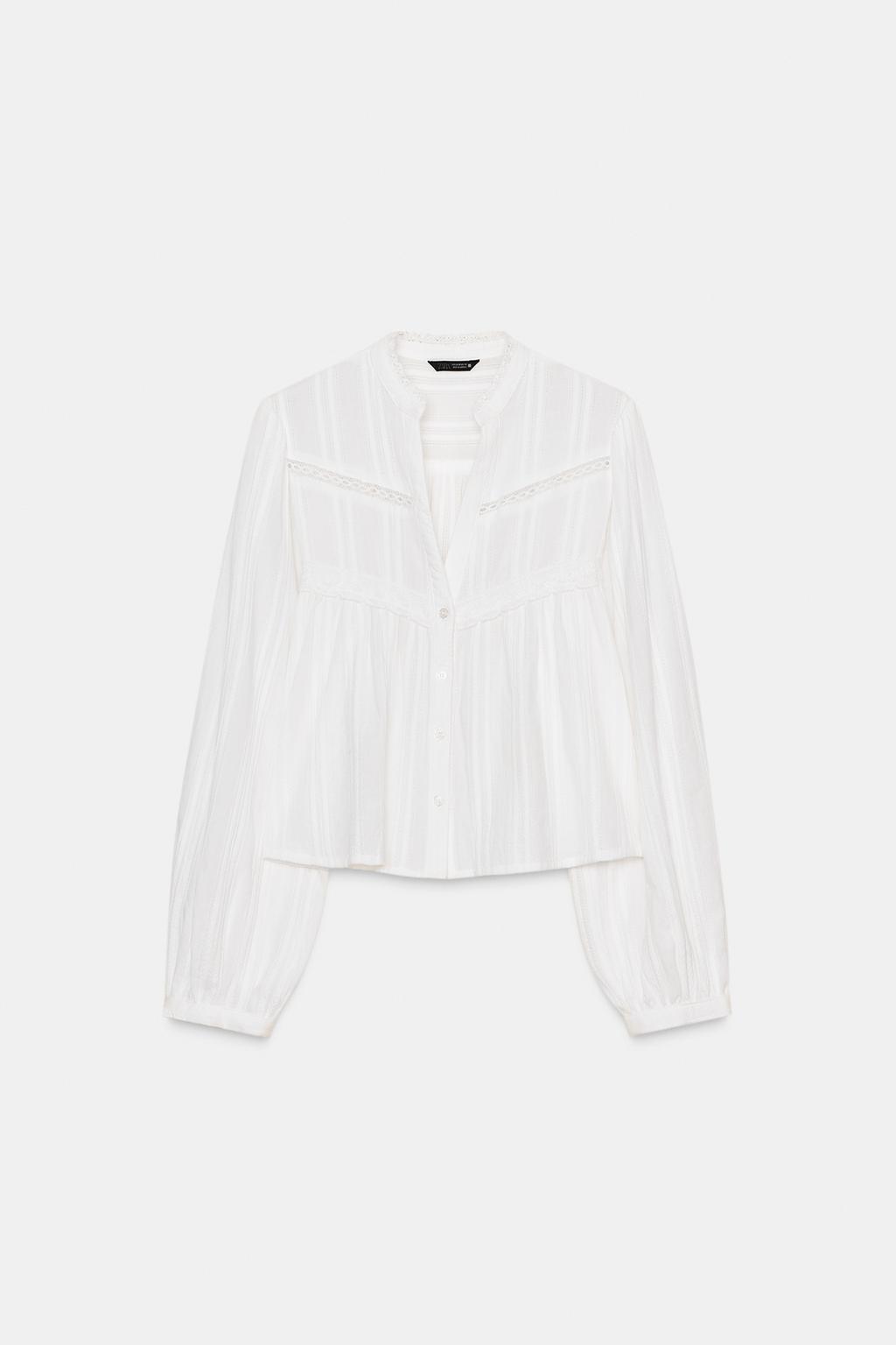 УКОРОЧЕННАЯ РУБАШКА С КРУЖЕВОМ