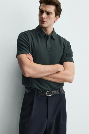 Поло из рельефной ткани вафельного переплетения- Заказать в России