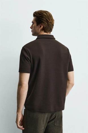 Поло из рельефной ткани вафельного переплетения- Заказать в России