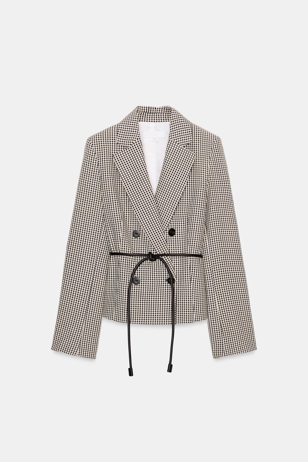 БЛЕЙЗЕР В КЛЕТКУ ВИШИ С ПОЯСОМ