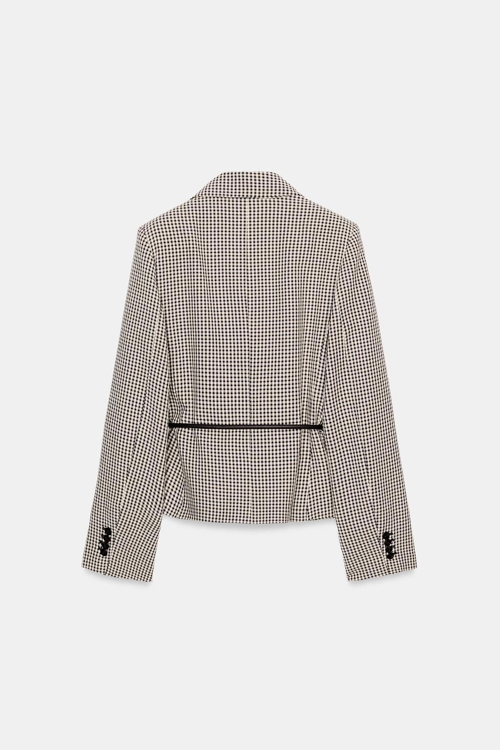 БЛЕЙЗЕР В КЛЕТКУ ВИШИ С ПОЯСОМ