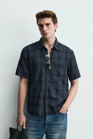 Рубашка в клетку с регулярной посадкой- Заказать в России
