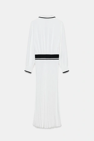 Платье миди с плиссировкой и контрастными деталями- Заказать в России