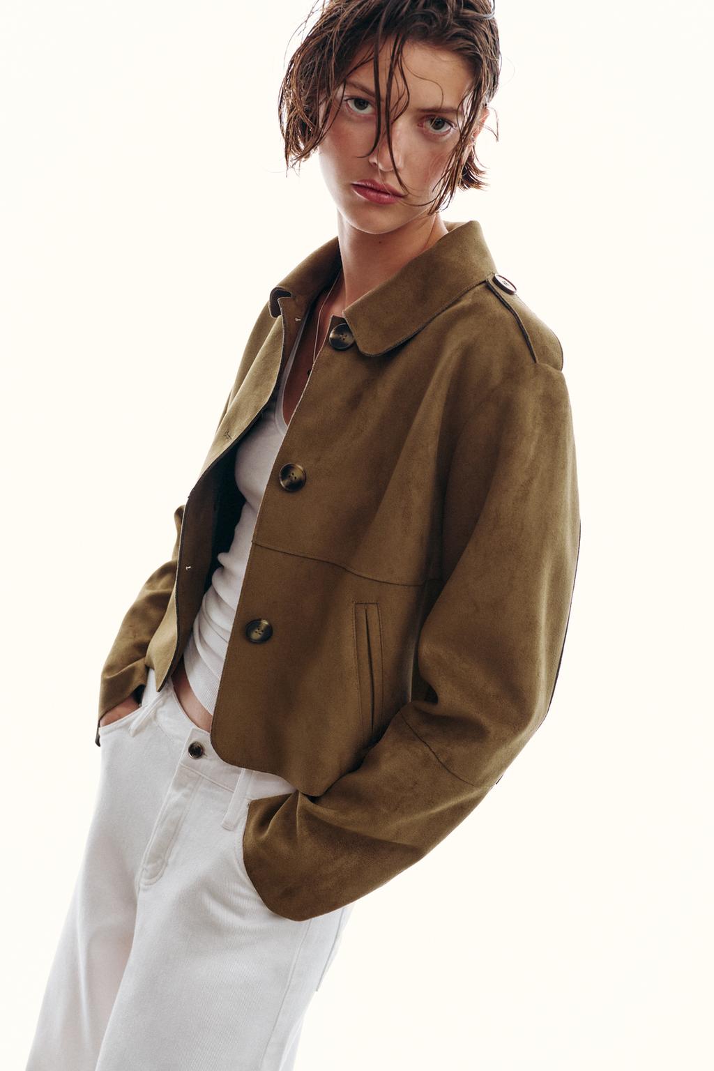 КОРОТКАЯ КУРТКА ИЗ ИСКУССТВЕННОЙ ЗАМШИ