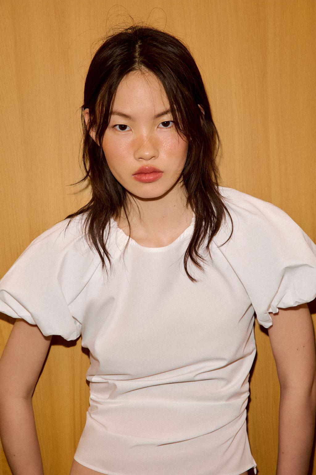 ТОП ИЗ ПОПЛИНА С ОБЪЕМНЫМИ РУКАВАМИ