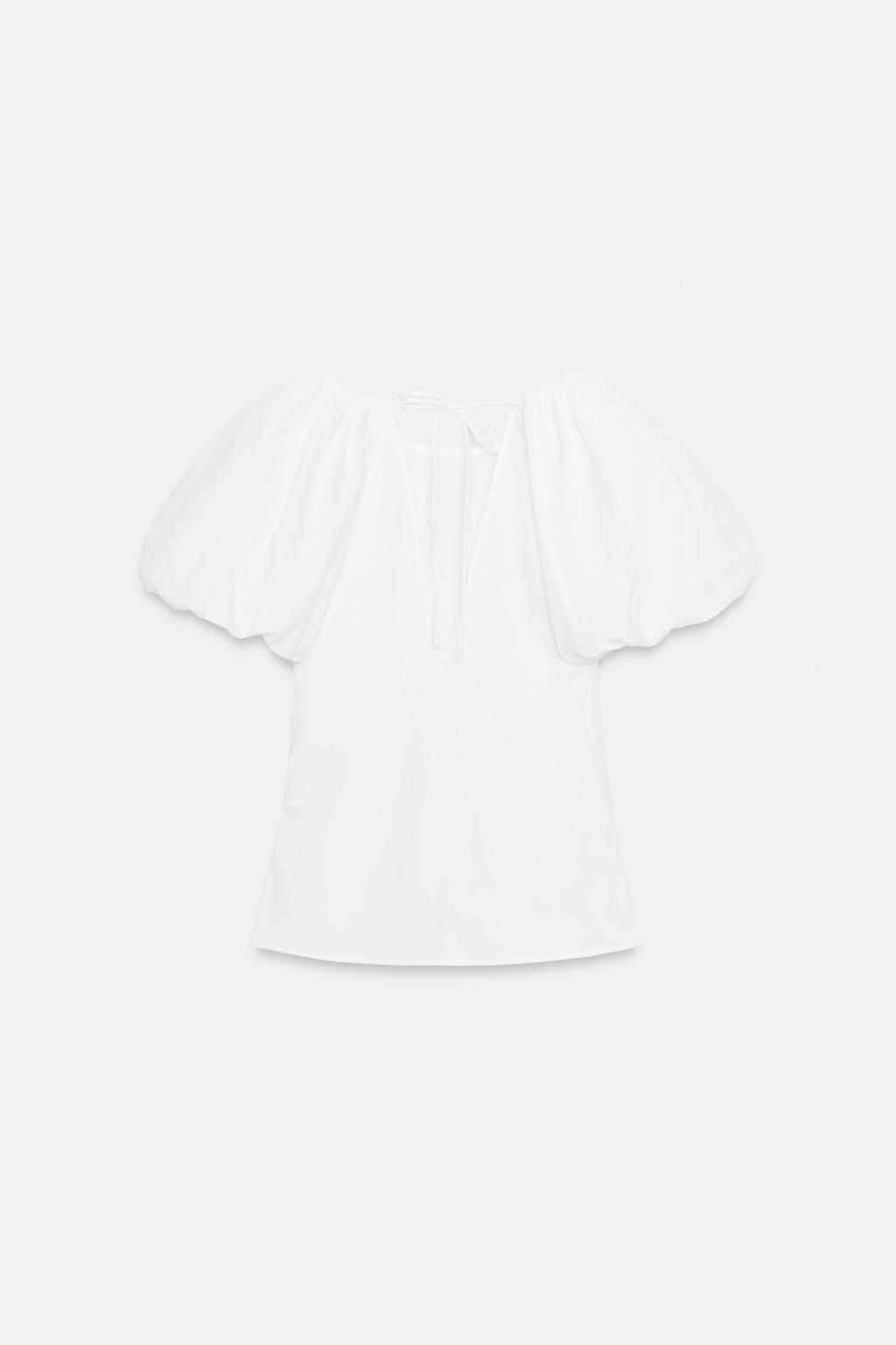 ТОП ИЗ ПОПЛИНА С ОБЪЕМНЫМИ РУКАВАМИ