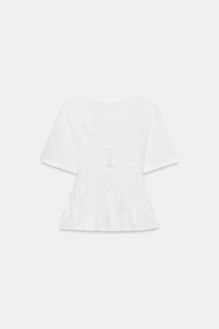 Топ с короткими рукавами и сборками- Заказать в России