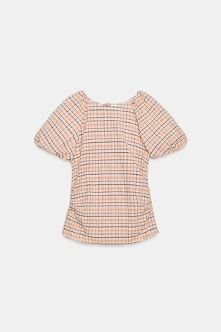 Топ из поплина с рукавами-баллонами- Заказать в России