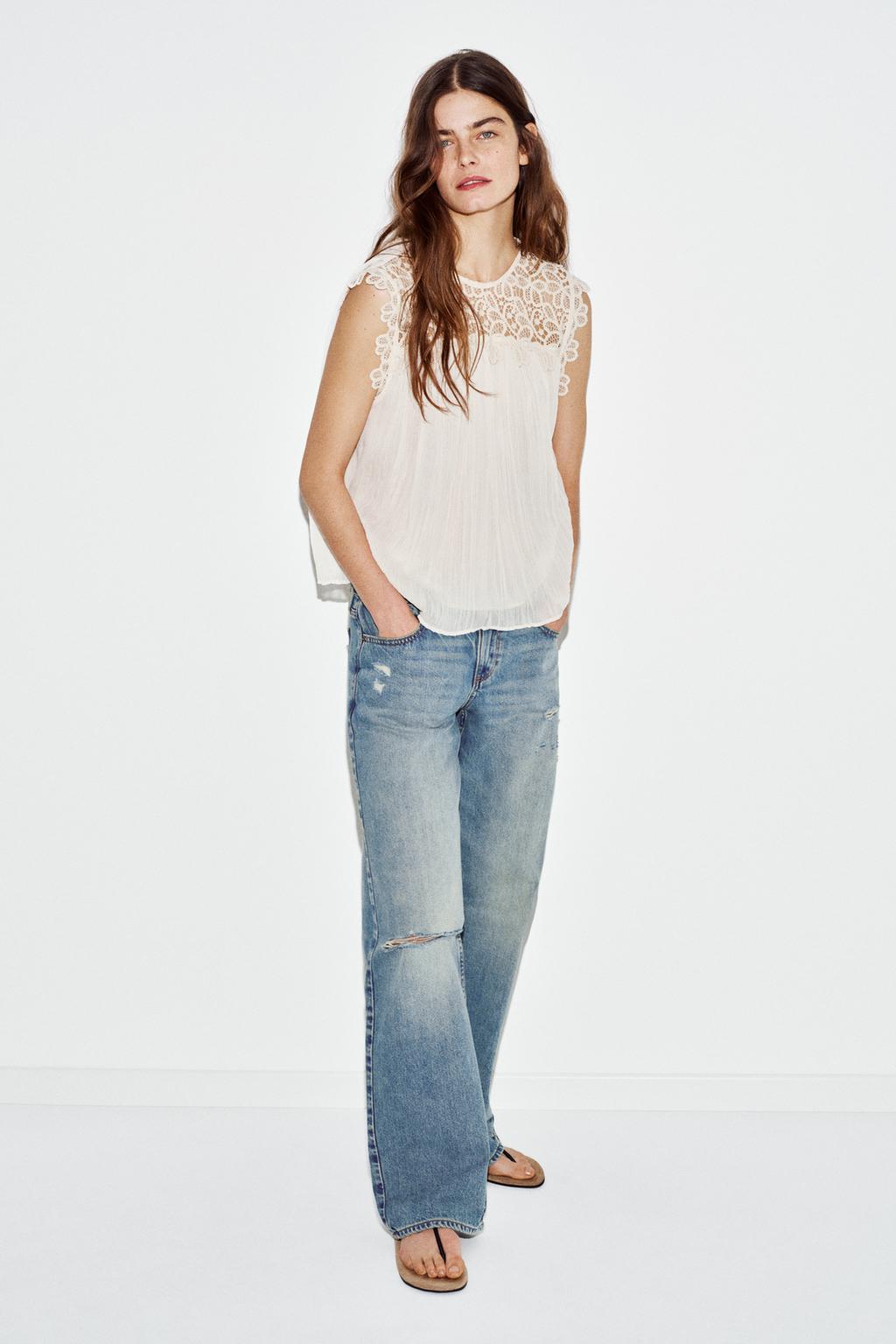 ТОП ИЗ КРУЖЕВА КРОШЕ С КОМБИНИРОВАННОЙ ОТДЕЛКОЙ