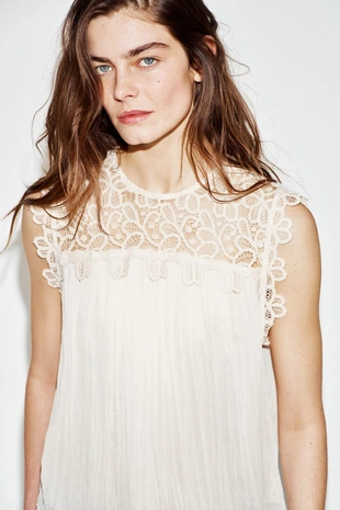 Топ из кружева кроше с комбинированной отделкой- Заказать в России