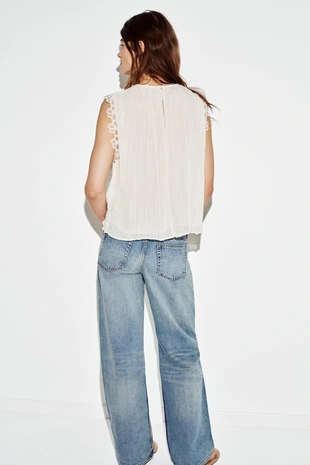 Топ из кружева кроше с комбинированной отделкой- Заказать в России