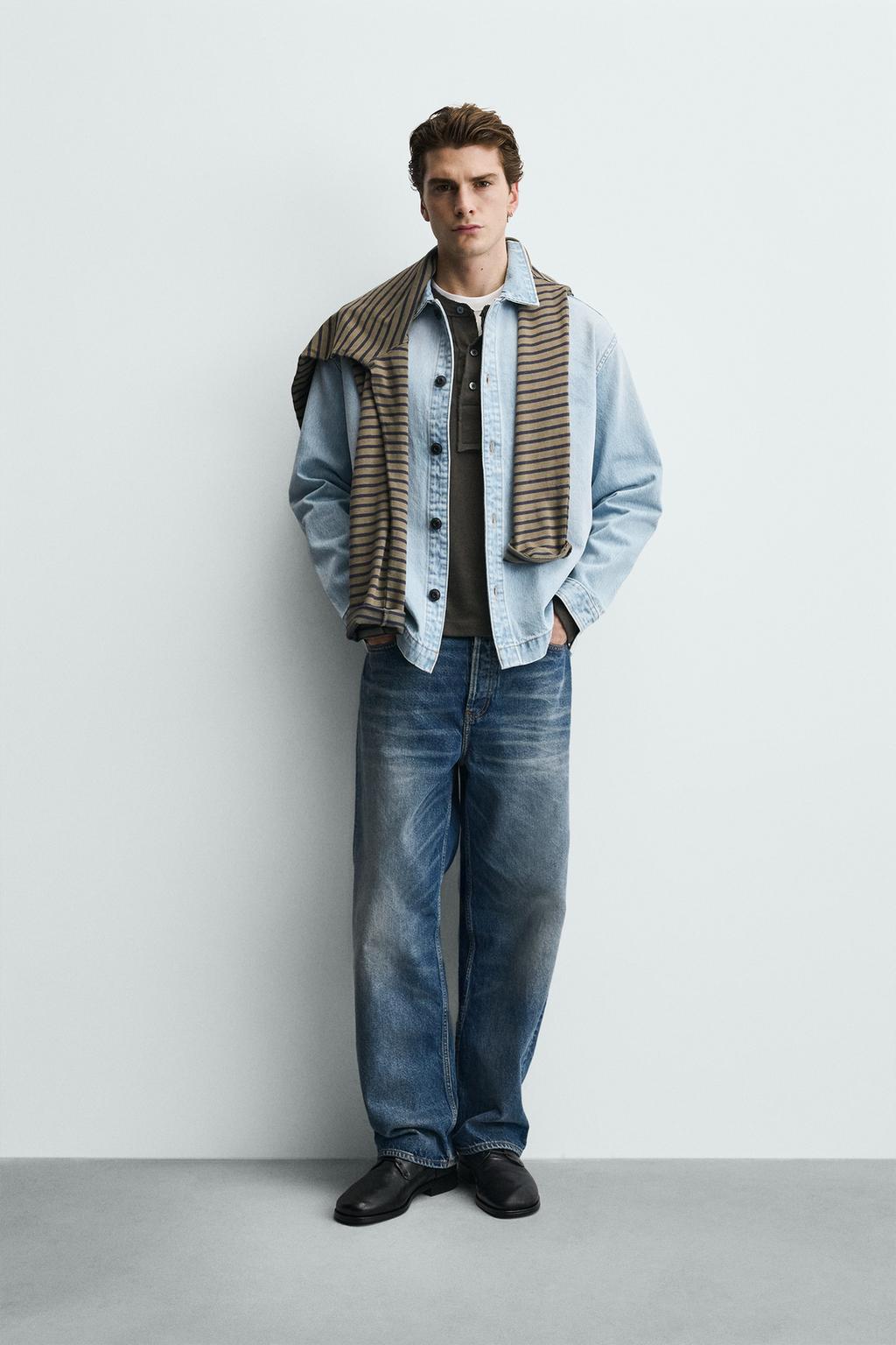 КУРТКА-РУБАШКА ИЗ ДЖИНСОВОЙ ТКАНИ С ЭФФЕКТОМ ПОТЕРТОСТИ