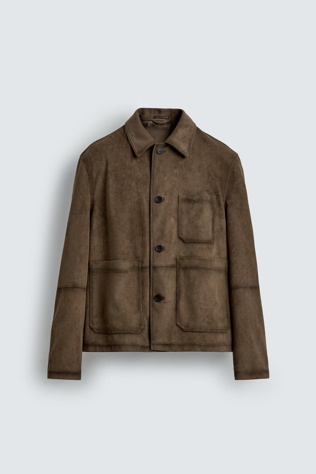 КУРТКА-РУБАШКА КЛАССИЧЕСКОГО КРОЯ ИЗ ИСКУССТВЕННОЙ ЗАМШИ