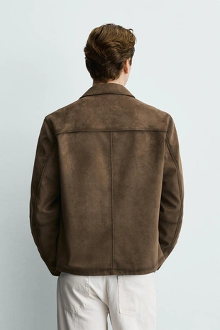 Куртка-рубашка классического кроя из искусственной замши- Заказать в России