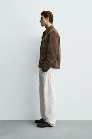 Куртка-рубашка классического кроя из искусственной замши- Заказать в России