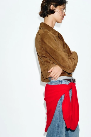 Короткая куртка из искусственной замши- Заказать в России